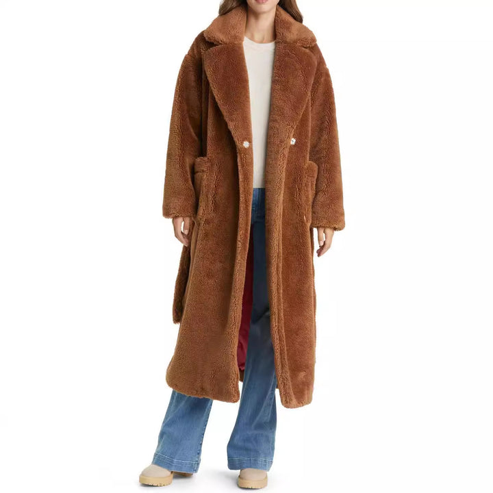 Ladies Long Cozy Robe with Belt and Pockets Lune London