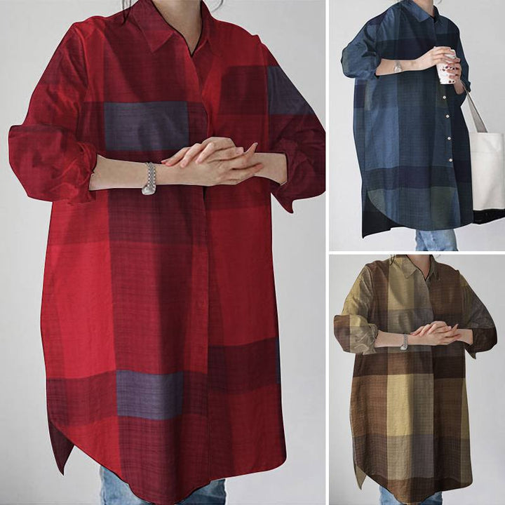 Colorblock Button-Up Leisure Blouse for Women Lune London