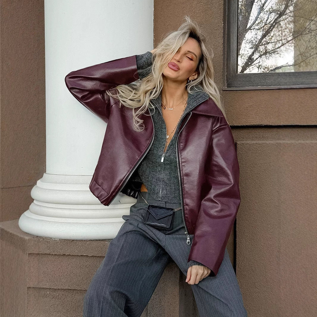 Leather jacket for women with oversized cut Lune London