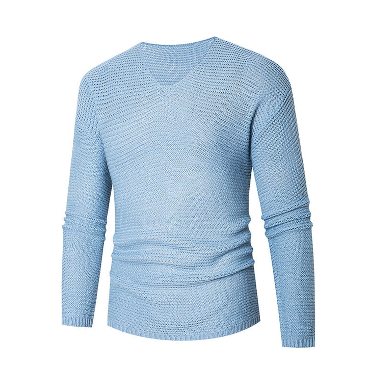 V-neck knit pullover for men in breathable material Lune London