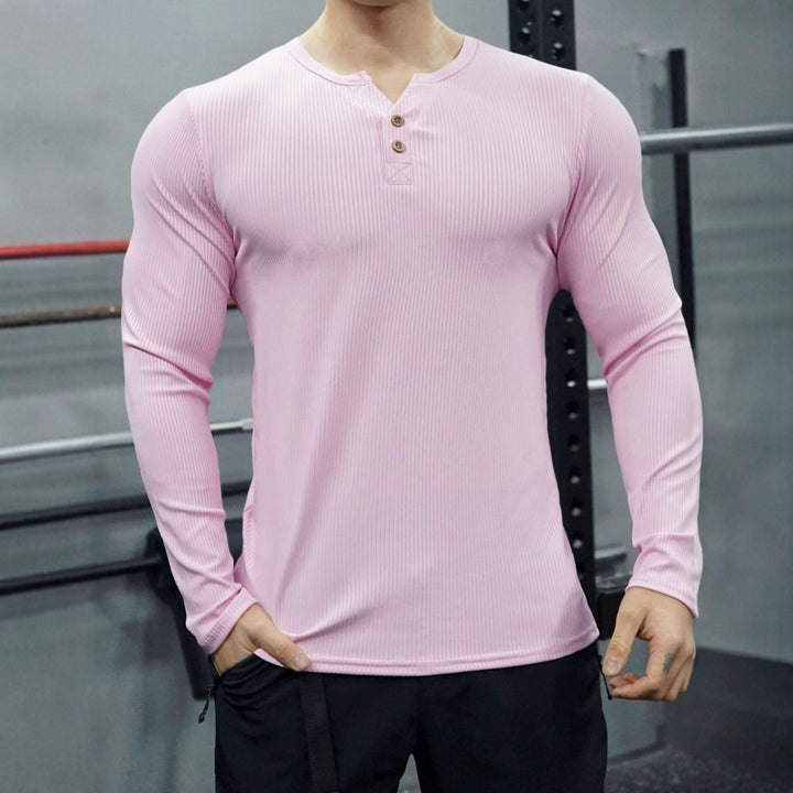 Men's long sleeve shirt with ribbed structure and button placket Lune London
