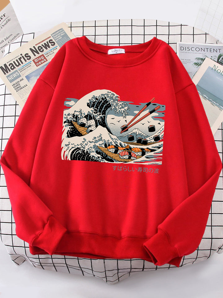 Sweat-shirt femme avec design de vague artistique et coupe confortable Chic & Stil