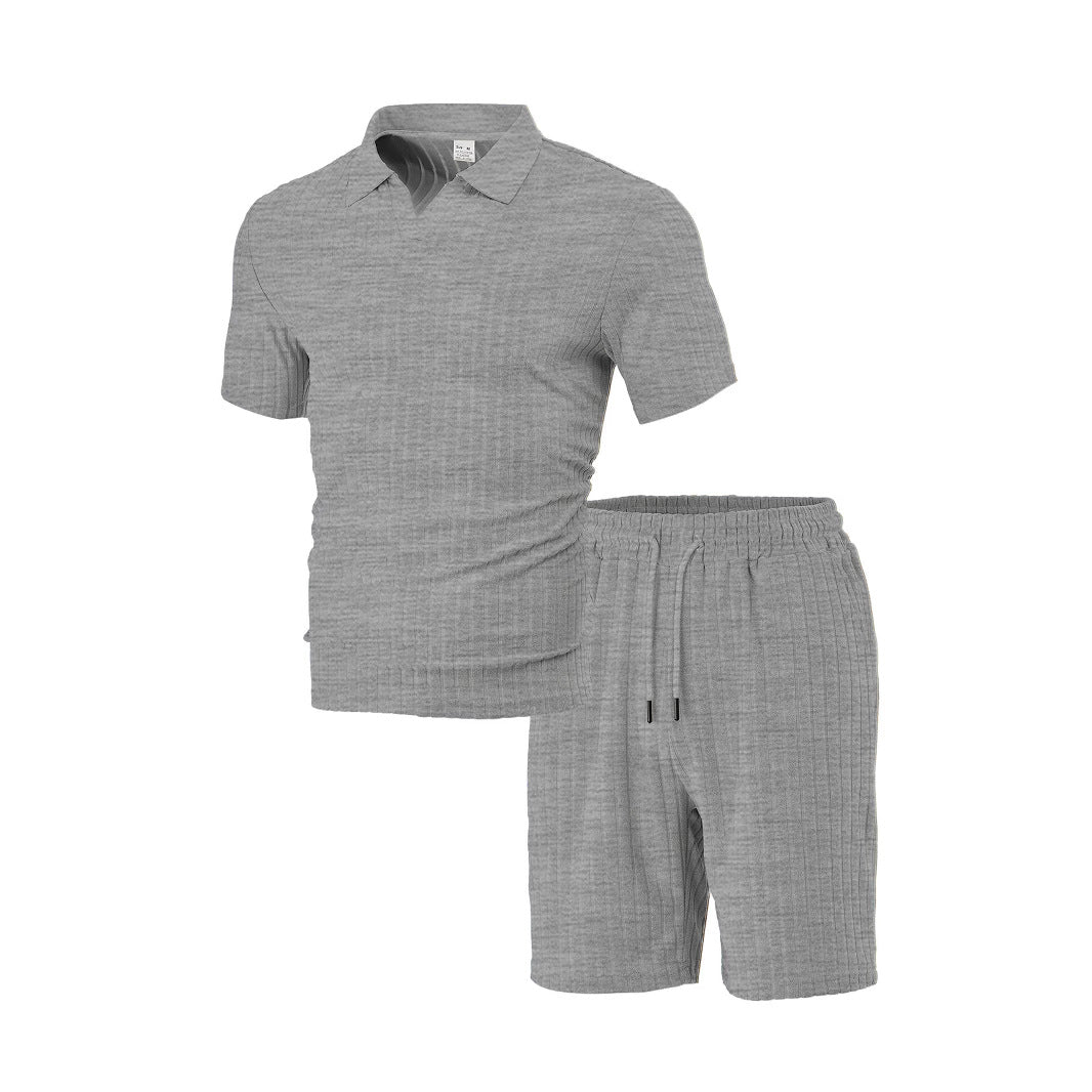 Casual polo and shorts set for men in pleated cotton Lune London