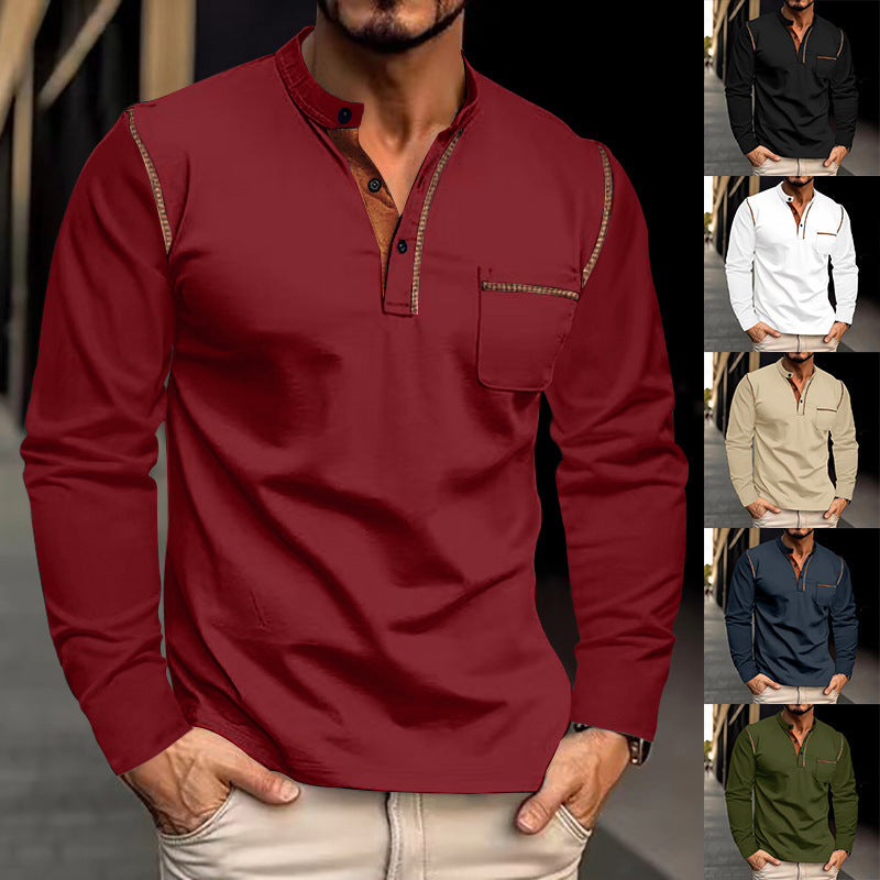 Stylish long sleeve shirt for men with high collar and chest pocket Lune London