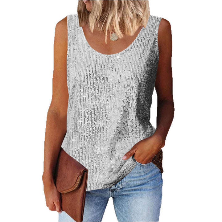 Ladies shimmering top with glistening fabric and figure-friendly cut Lune London