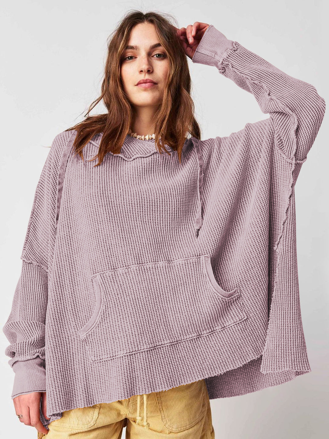 Ladies Oversized Hoodie in Mesh with Kangaroo Pocket Lune London