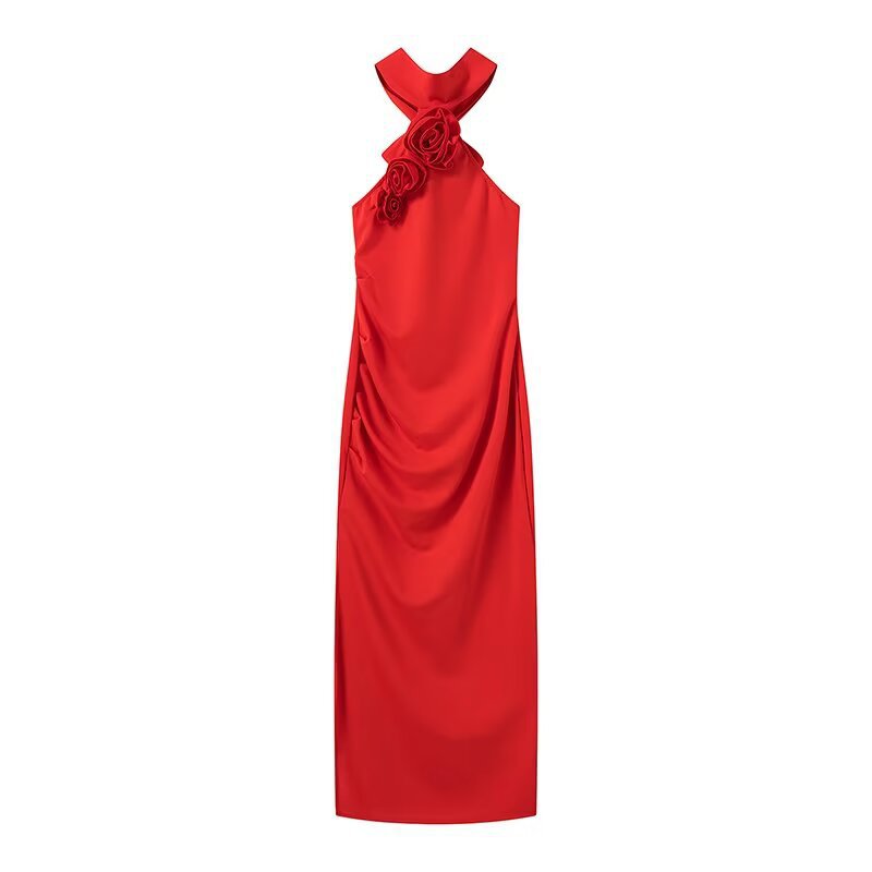 Maxi dress for women with a playful halter neck and an elegant bow. Lune London