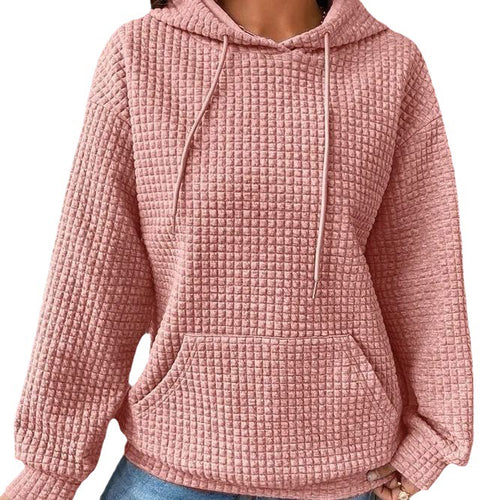 Haut en waffle pour femmes avec poche kangourou et coupe décontractée Chic & Stil