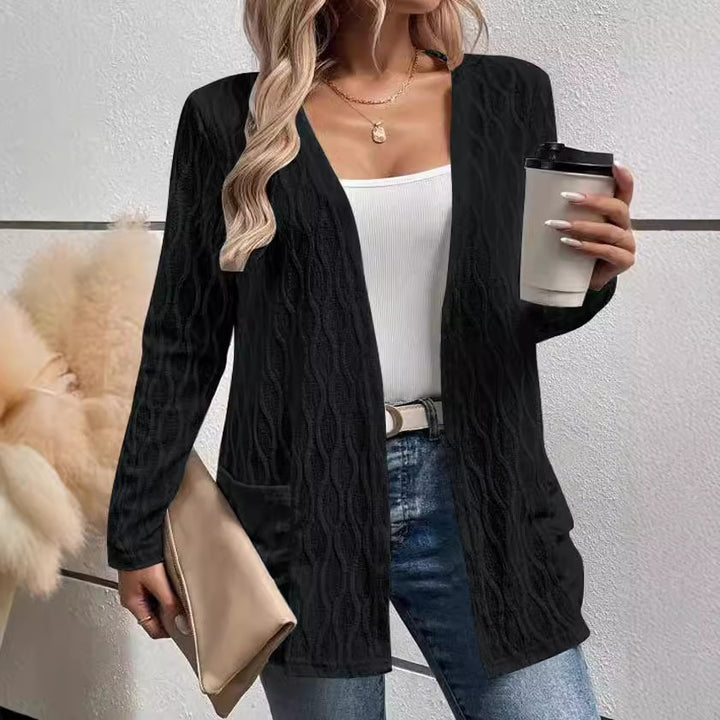 Women's knitted jacket with structured pattern and casual cut Lune London
