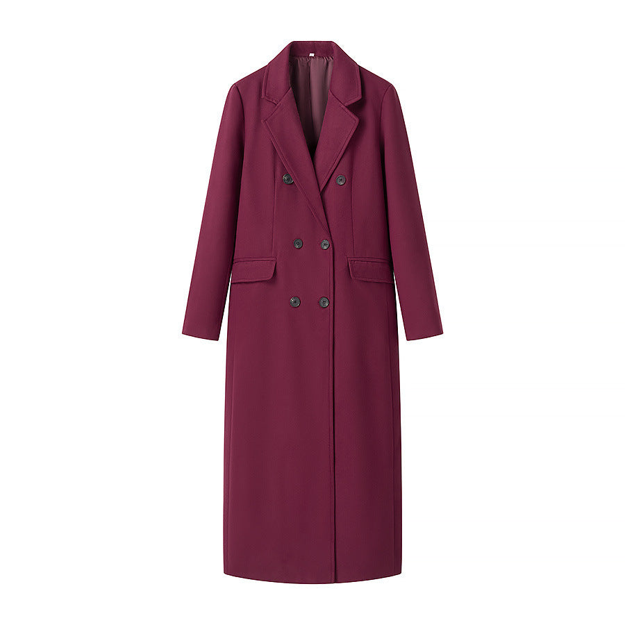 Elegant long coat with long sleeves for women in double-breasted style Lune London