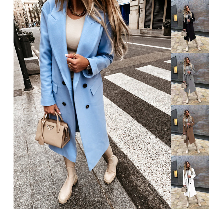 Ladies elegant and timeless wool coat with double breasted Lune London