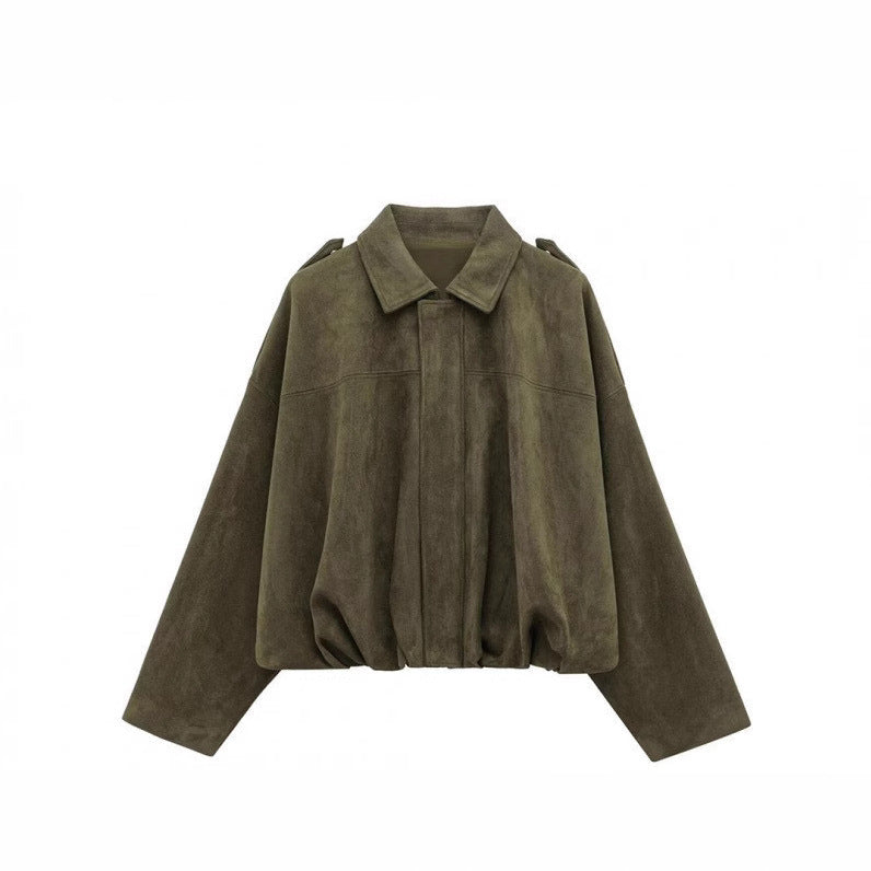 Casual faux leather jacket for women with elastic waistband and practical snap buttons Lune London