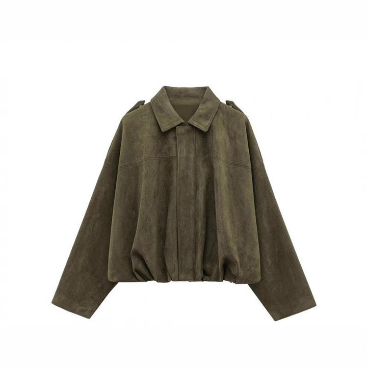 Casual faux leather jacket for women with elastic waistband and practical snap buttons Lune London