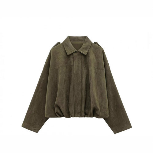 Casual faux leather jacket for women with elastic waistband and practical snap buttons Lune London