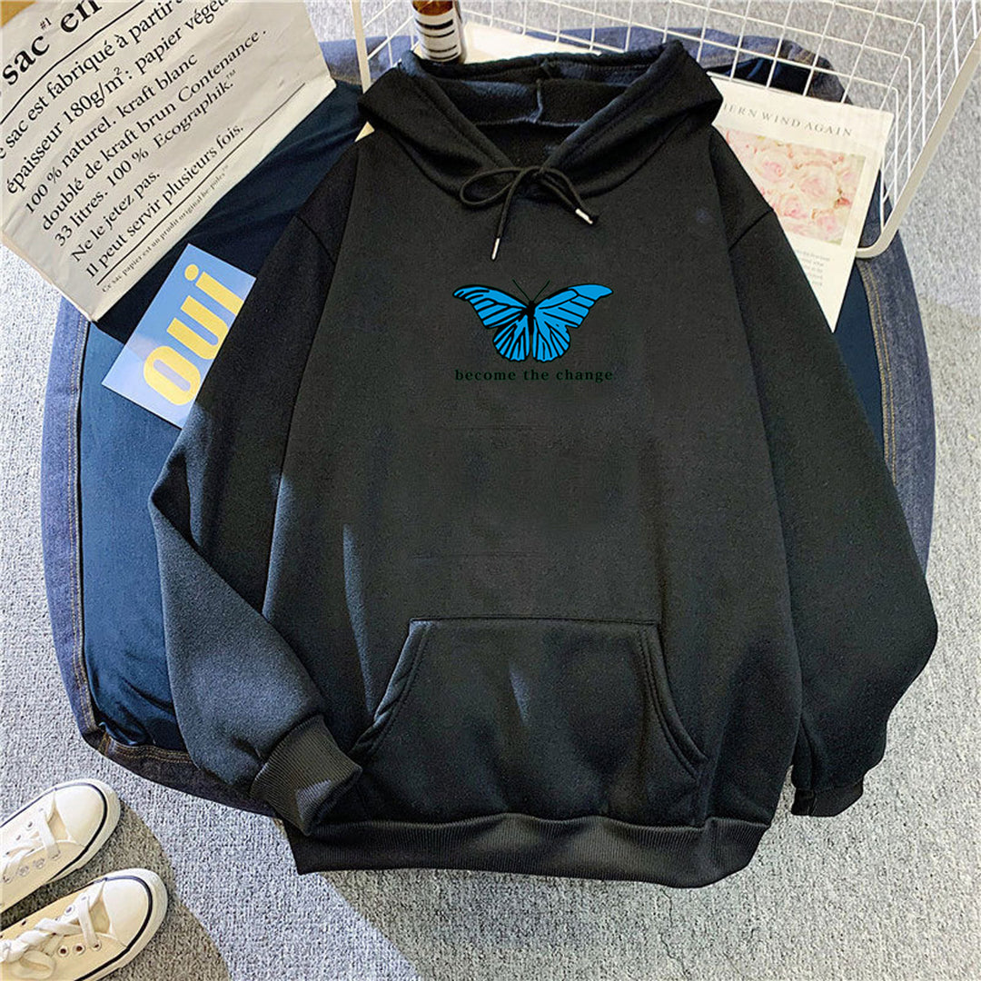 Women's hoodie with modern butterfly motif and inspiring inscription Chic & Stil