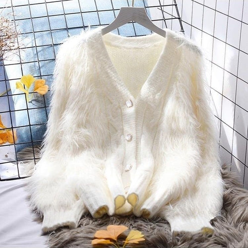 Fashion knitted jacket for women with fluffy sleeves Lune London