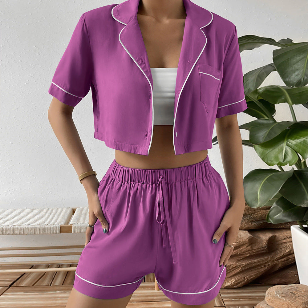 Women casual short sleeve pajama set with elastic waistband Lune London