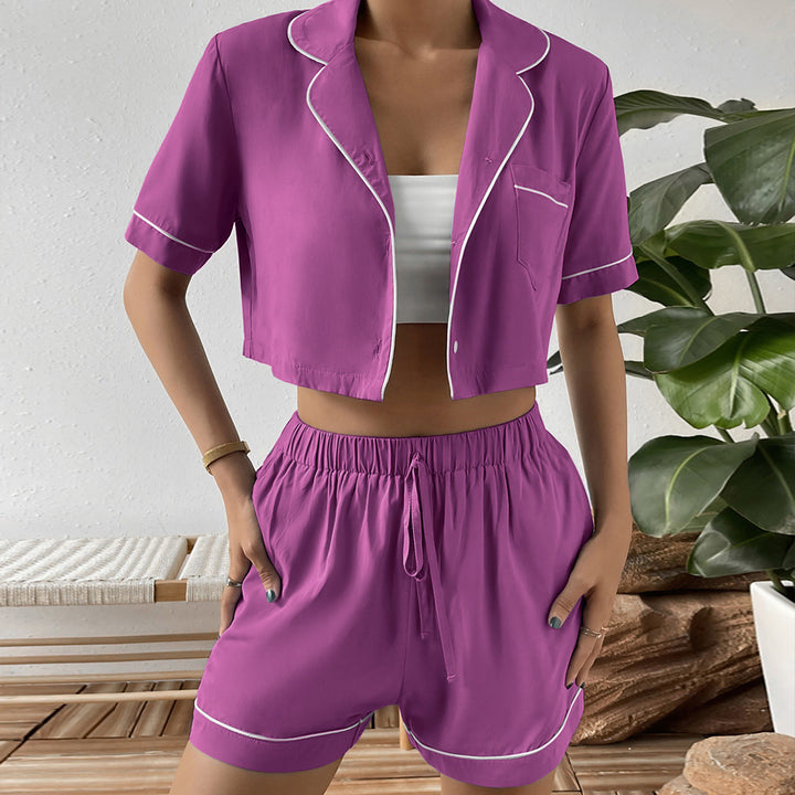 Women casual short sleeve pajama set with elastic waistband Lune London