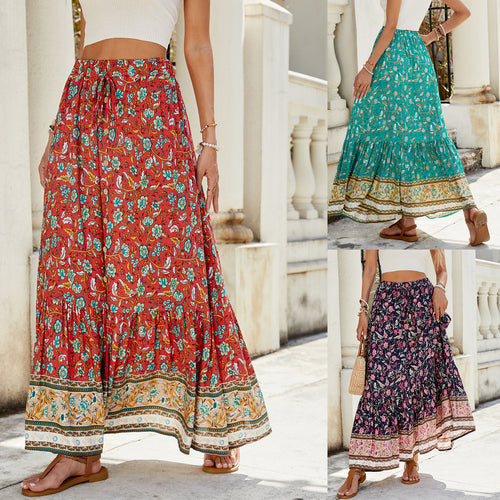 Lune London floral print bohemian maxi skirt