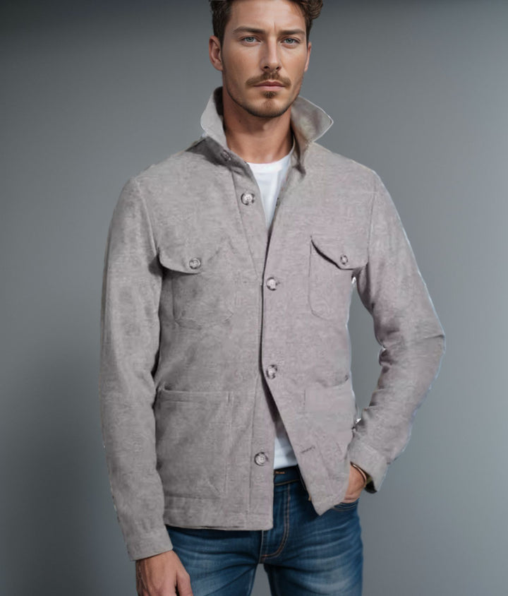 Trendy utility jacket for men with practical pockets and stylish high collar Lune London