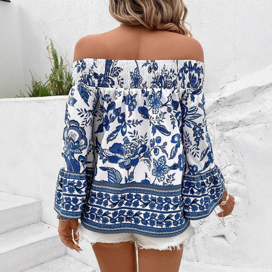 Ladies Off-Shoulder Floral Embroidered Blouse Lune London