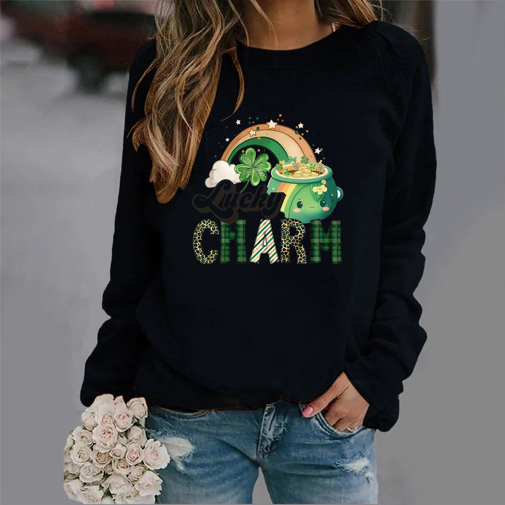 Sweat-shirt pour femmes avec motif chanceux créatif Chic & Stil