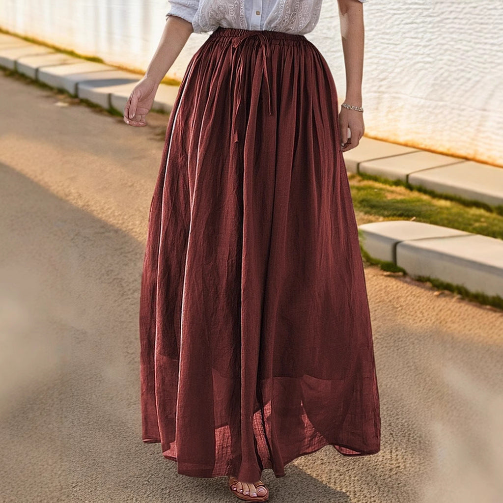 Elegant maxi skirt for women with a flowing cut and practical drawstrings Lune London