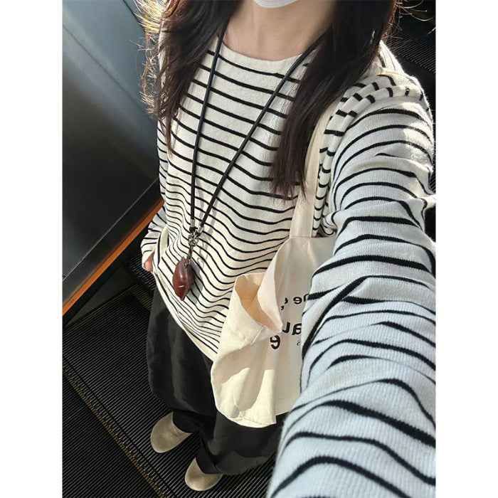 Women's casual long sleeve shirt with wide stripes Chic & Stil