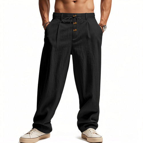 Men's Casual Linen Pants with Breathable Cut and Adjustable Drawstring Lune London
