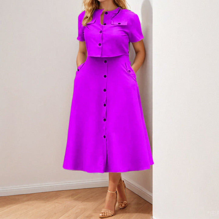 Robe deux pièces pour femmes avec veste courte et longueur mi-mollet ajustée Chic & Stil