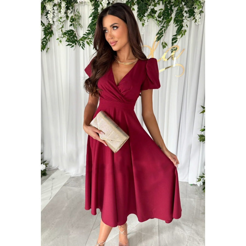 Elegant A-line midi dress for women with soft pleats Lune London