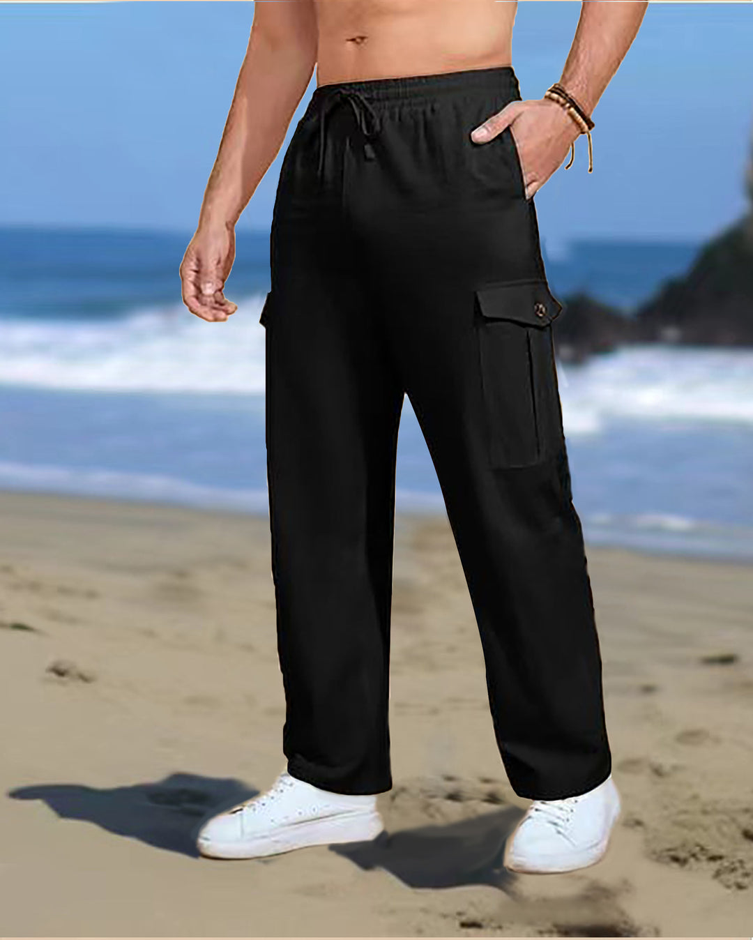 Outdoor cargo pants for men with adjustable waist and functional side pockets Lune London