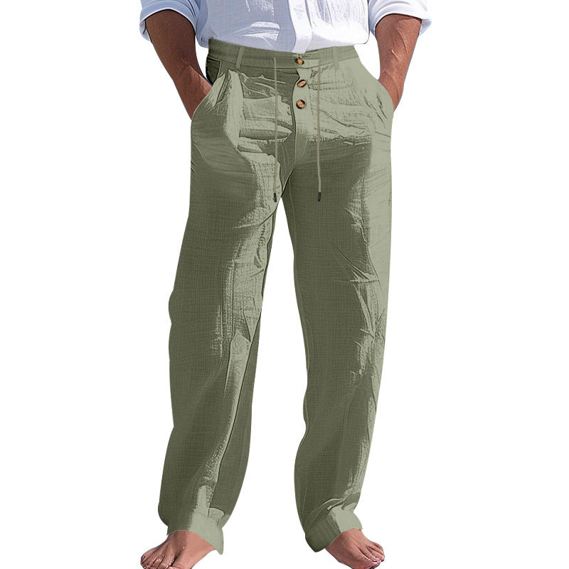 Comfortable beach pants for men with elastic waistband and button closure Lune London