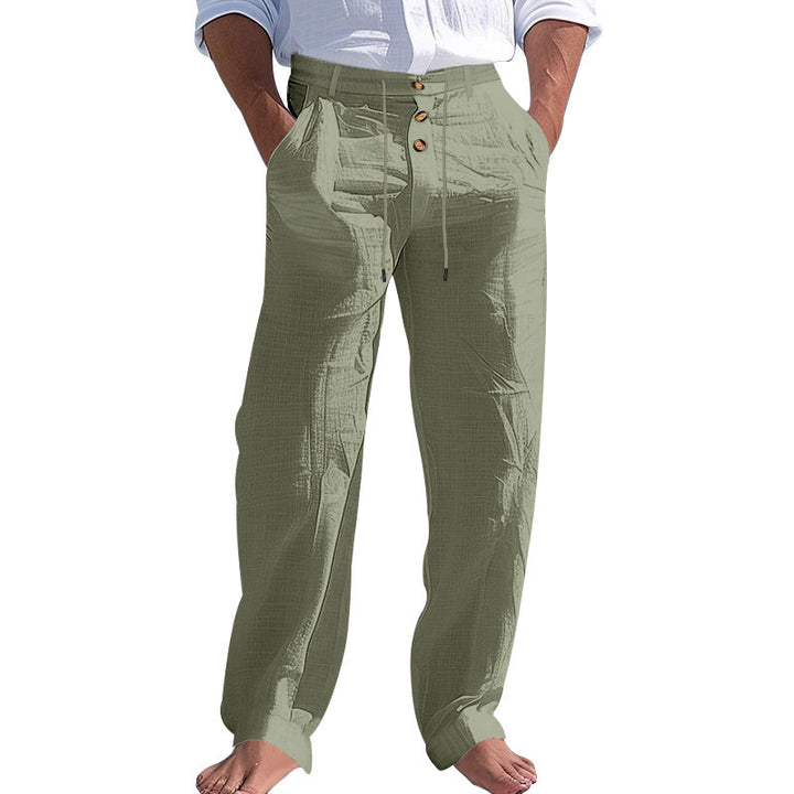 Comfortable beach pants for men with elastic waistband and button closure Lune London