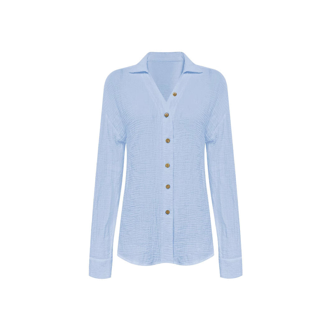 Casual blouse for women with button details and modern V-neck Lune London