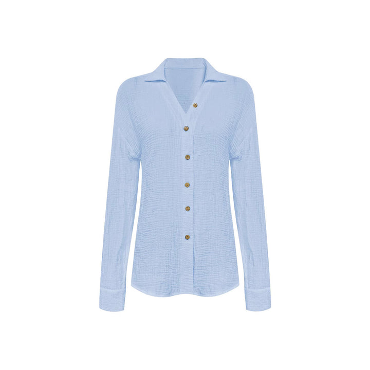 Casual blouse for women with button details and modern V-neck Lune London