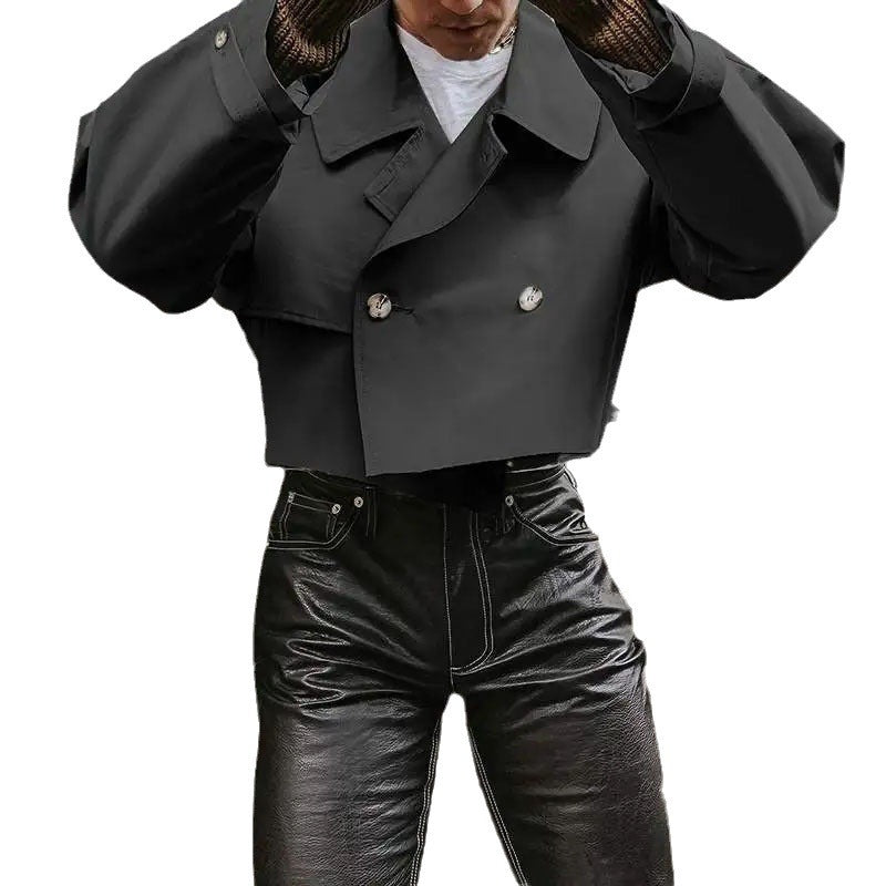 Short women's jacket with double-breasted and tie hem Lune London