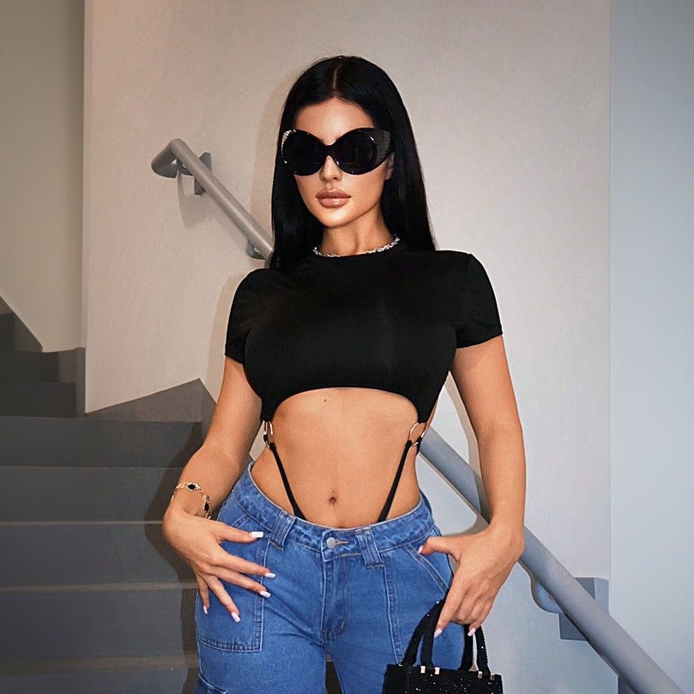 Chic & Stil stylish cut-out design women's body with elegant embellishments
