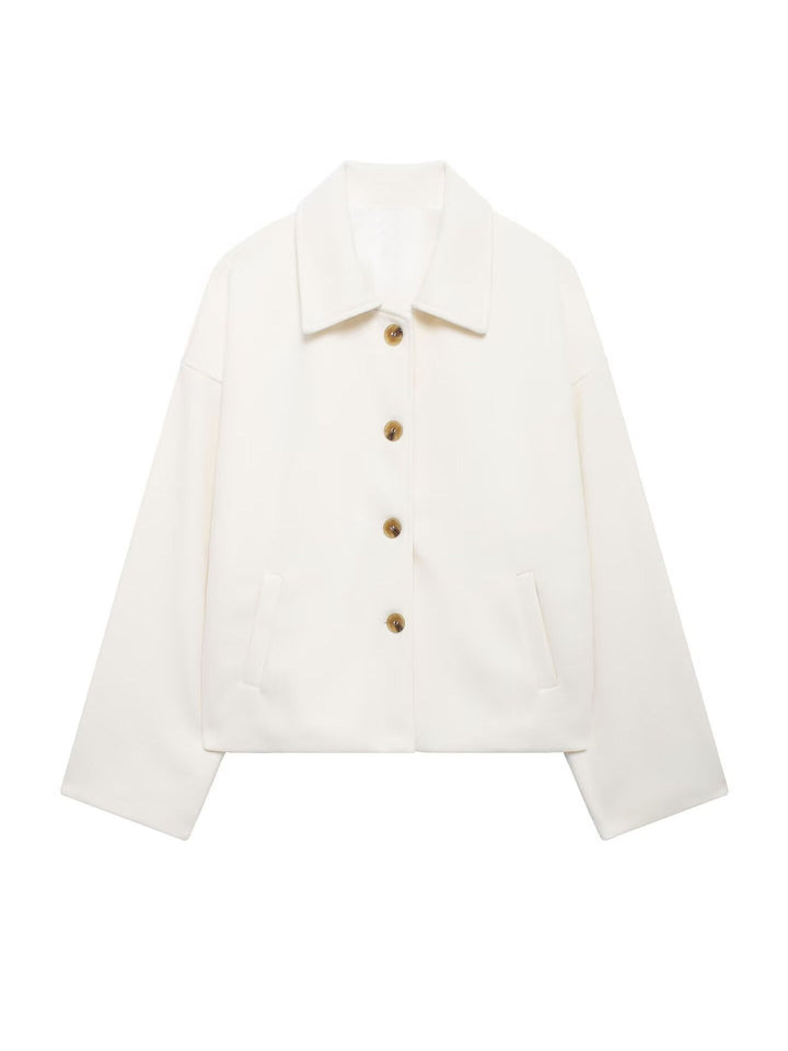 Ladies Oversized Wool Jacket with Decorative Buttons Lune London