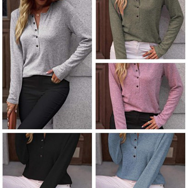 Women Comfortable Long Sleeve Shirt with Button Detail Lune London