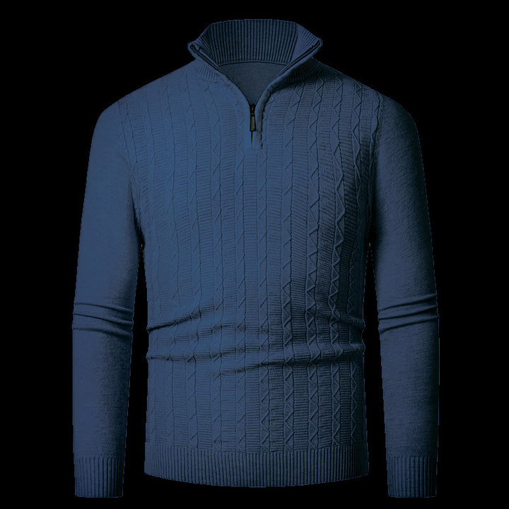 Knitted sweater for men with modern collar and zipper Lune London