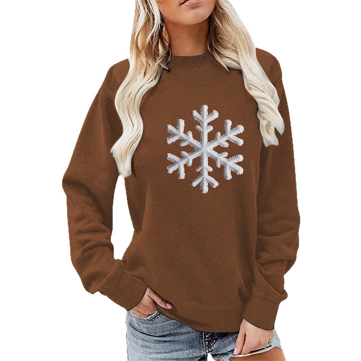 Sweat-shirt pour femmes avec design de flocon de neige brillant et coupe décontractée Chic & Stil