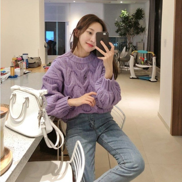 Pull en maille épaisse pour femmes avec un design de câbles élégant et une coupe décontractée Chic & Stil