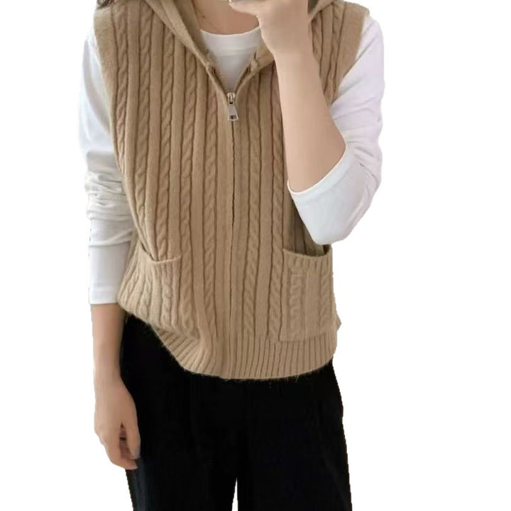 Gilet en tricot pour femmes avec fermeture éclair et motif tricoté élaboré Chic & Stil