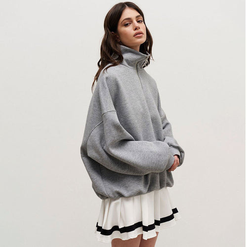 Casual sweater for women with high collar and zipper Lune London
