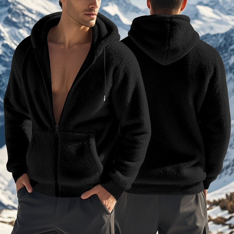 Men's fleece hoodie with zipper and kangaroo pocket Lune London