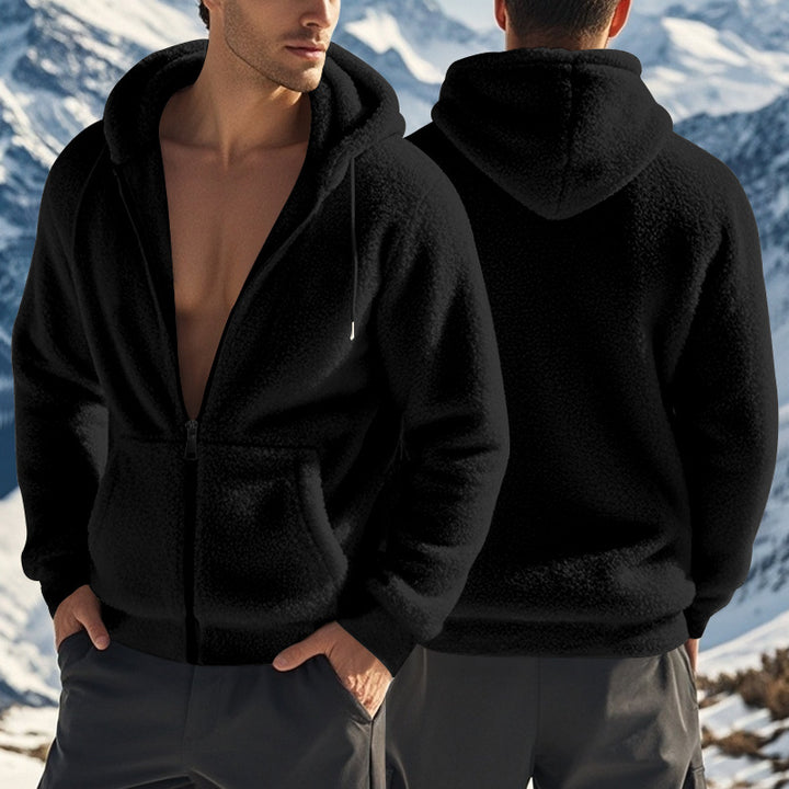 Men's fleece hoodie with zipper and kangaroo pocket Lune London
