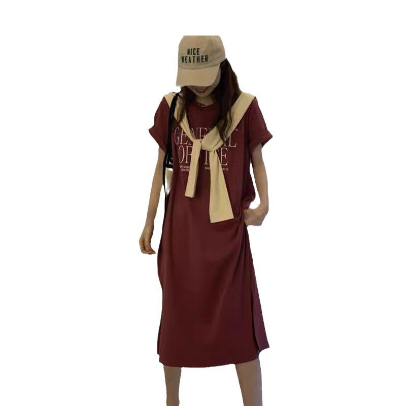 Women's Casual T-Shirt Dress with Creative Slogan Lune London