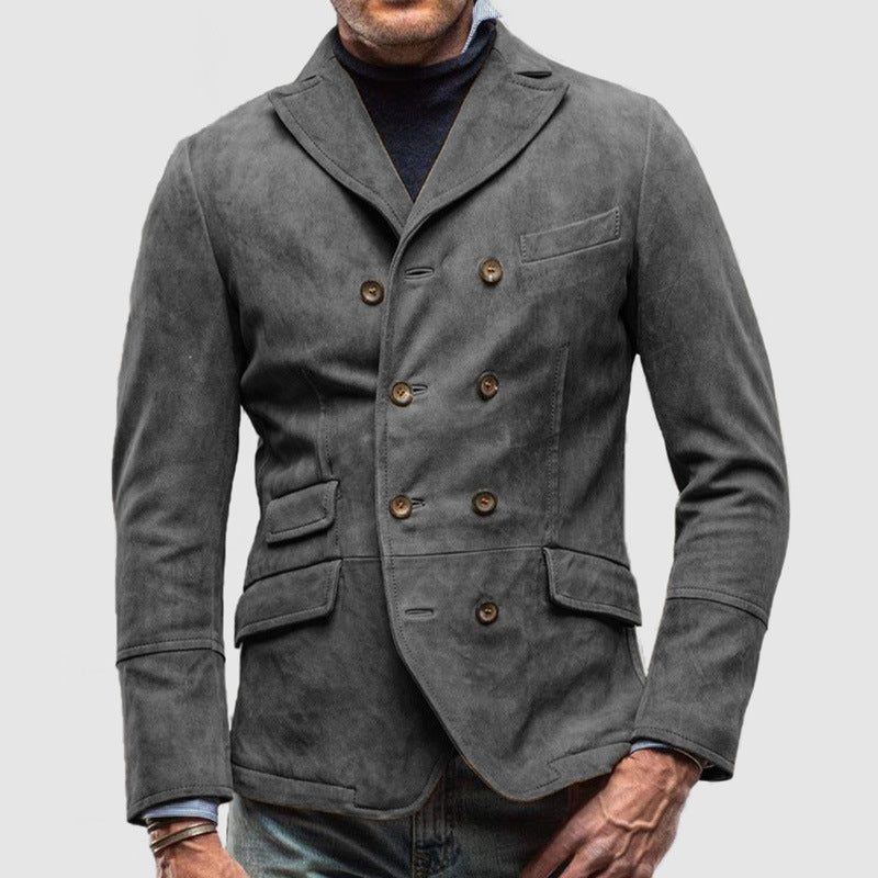 Elegant suede blazer for men with double-breasted and practical pockets Lune London
