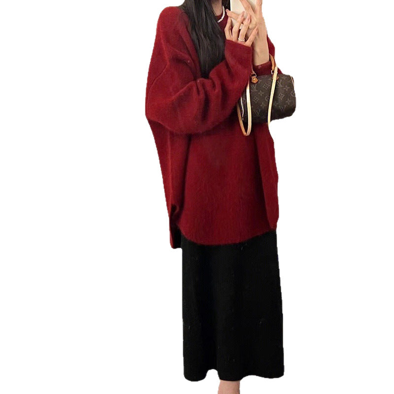 Pull oversized confortable pour femmes en matériau tricot doux avec une coupe décontractée